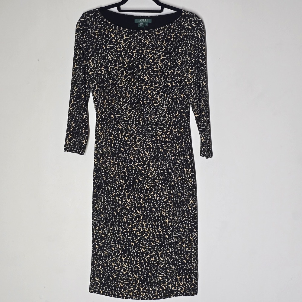 Lauren Ralph Lauren Womens NWT  Dress Small Ruched‎ 3/4 Sleeve Stretch Size 6